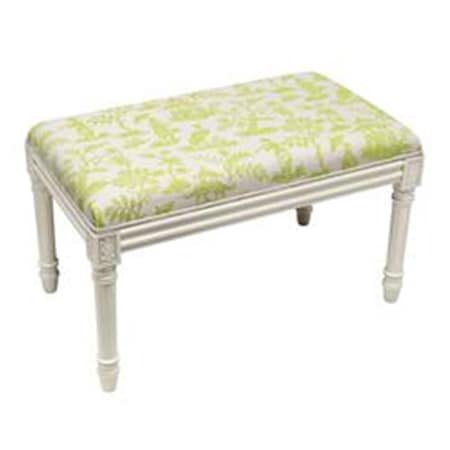 123 Creations Chartreuse Cathay Upholstered Wooden Bench, Antique White WBC130XXCH